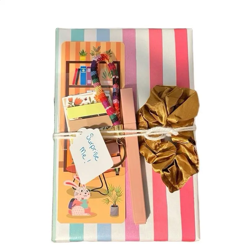 Blind Date with a Book Box| Bookish Gift Pouch- Hand Picked Book- Gift Bookmark-Booktok Junk Journal Supplies Flower Wrapping