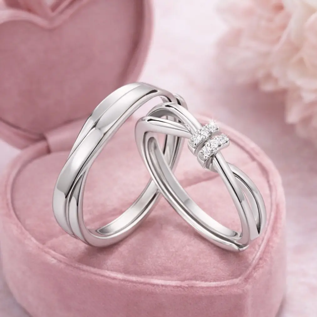 Minimalist Jewelry Rings Set for Couples, 2-Piece Matching Bands with an Elegant Design, Lightweight & Comfortable for Daily Wear