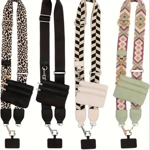 Hot Selling New Phone Lanyard With Zipper Pocket and Storage Bag Adjustable Wide Nylon Straps Can Replace Handbags and Wallets