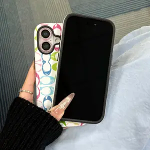 Luxurious Rainbow Print Phone Case | Eye-Catching and Playful Letter Print Designer Phone Case, Compatible with iPhone 17 Pro Max, 16 Plus, 15, 14, and 13 | Fashionable Protective Case | The Perfect Holiday Gift
