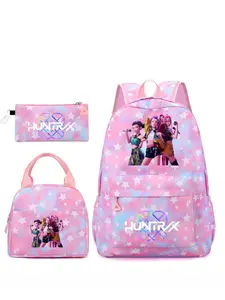 NEW 3pcs KPOPN Witch Hunting Team Women's Backpack with Cartoon Pattern Letters, Fashionable and Versatile, Suitable for Students, Campus, School, Work, Commute, Shopping, Women's Backpack, School Backpacks, Cartoon Character Backpacks