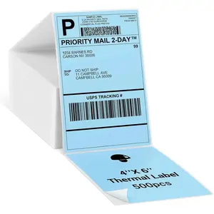 Blue Shipping Labels- 4X6'' Thermal Labels -Fan-Fold Label-for Shipping Label, Address, Mail, Product Logo Thermal Paper, Barcode, 500pcs