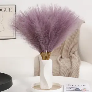 Purple Pampas Grass Decor - 30 count 24 Inch Small Faux Pampas Grass Decor, Artificial Pompas Floral for Vase Filler, Table Centerpieces, Kitchen and House Decor (Purple)