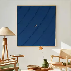 Blue Abstract Diving Art Ocean Painting Textured Blue Minimalist Diving Artwork Blue Wall Decor Diving Gifts Blue Diving Decor Silk Poster (UNFRAMED)