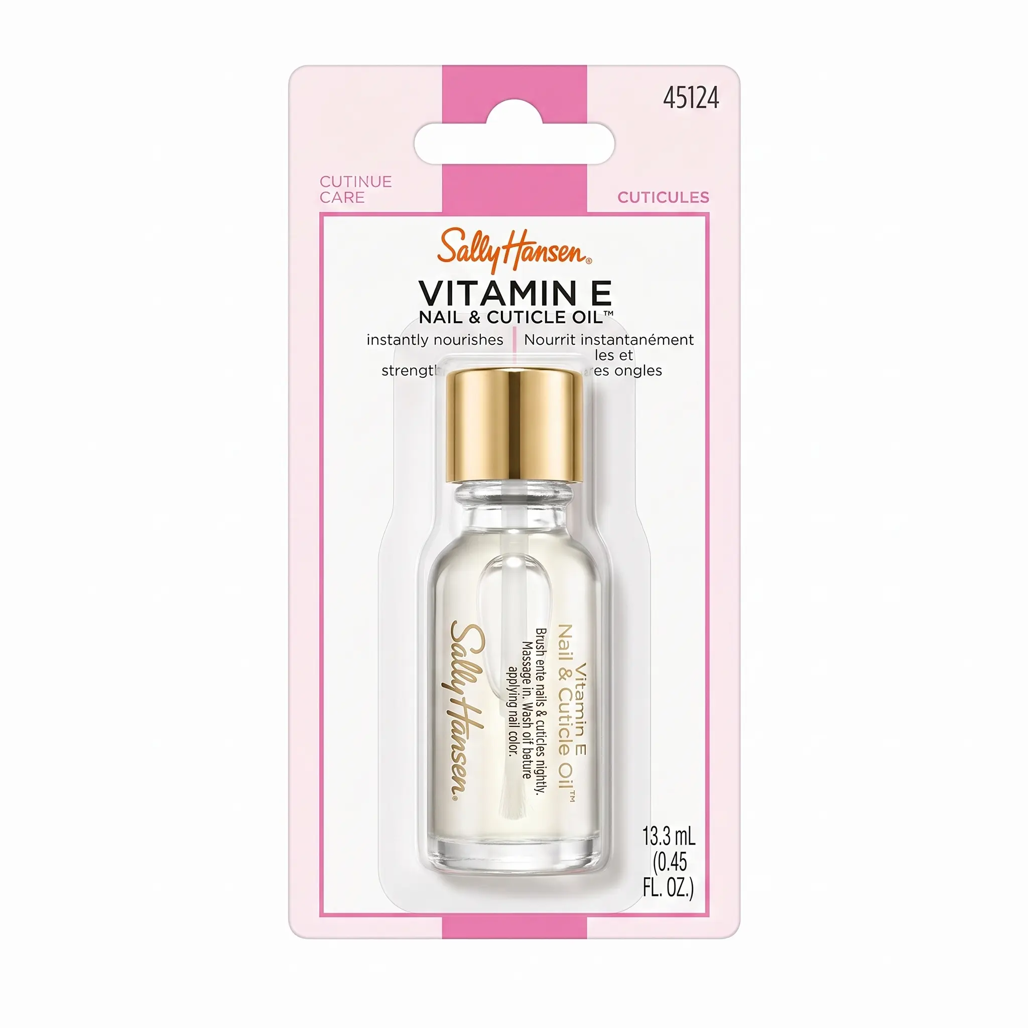 Sally Hansen Vitamin E Nail & Cuticle Oil, Moisturize Dry Nails, Apricot Kernel & Aloe