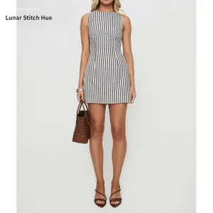 European and American striped 2026 spring-summer new style round-neck niche sleeveless versatile thin dress, fresh and slimming