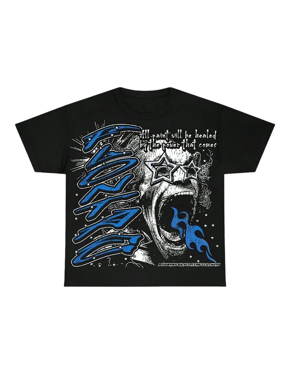 Y2K Screaming Star Glasses Graphic Tee | Retro Grunge Streetwear Premium Cotton T-Shirt | Edgy Unisex Gothic Aesthetic Urban Fashion Top Gildan Heavyweight Tee