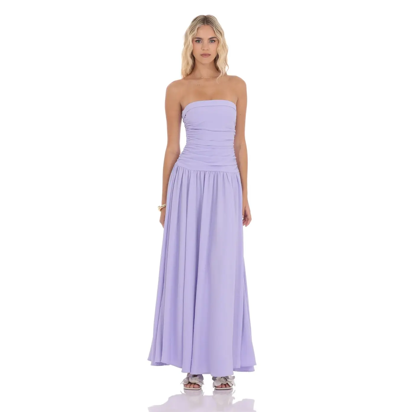 Lucy in the Sky Strapless Drop Waist Maxi Dress in Lavender - TikTok Shop