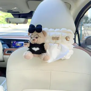 Cute Bear Design Car Tissue Box, Multifunctional Car Tissue Holder, Car Interior Accessories for Car Seat Back Armrest Box