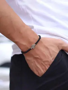 Men's Cross Charm Decor Beaded Bracelet, Fashion Jewelry for Party, Daily Clothing Decor, Trendy All-match & Exquisite Jewelry for Birthday Gift