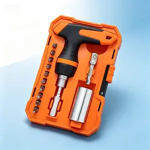 Universal Socket Set with T-Handle Ratchet Driver - 15-Piece Tool Kit, 1/4" to 3/4" Wrench Grip, Includes 10 Screwdriver Bits - Ideal Handyman Gift for Men, Husband, DIY Projects - Reusable, Durable Construction