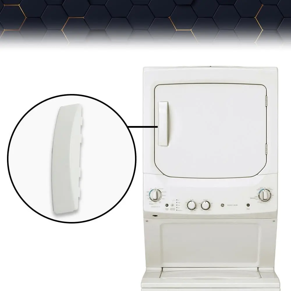 PIT66 White Solid Door Handle, Compatible with GE Dryer WE01X30378 WE1M1068 PS1177202 WE01X25878 Chrome ABS