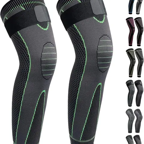 Men's & Women's High Compression Nylon Full Leg Sleeves with Adjustable Wrap - S Size, Injury Recovery, Joint Relief, Riding Support, Cold Knee & Ankle Relief