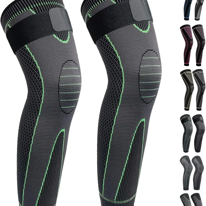 Men's & Women's High Compression Nylon Full Leg Sleeves with Adjustable Wrap - S Size, Injury Recovery, Joint Relief, Riding Support, Cold Knee & Ankle Relief