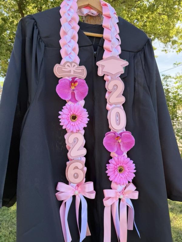 Graduation lei decorated with orchid and gerberas
