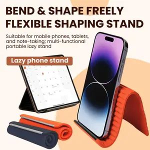 Creative Flexible Foldable Phone Stand, Portable Multi-Function Desk Holder, Lazy Man Smartphone Mount, for Phones Tablets Notes