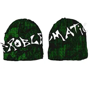 Problematic Beanie - Green Knit Hat with Unique Design and Lettering