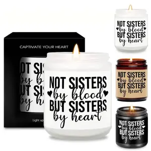 Not Sisters By Blood But Sisters By Heart Letter Pattern Candle, 1 Count Lavender Scented Candle, Sweet Funny Gift Idea for Sister, Decor