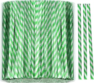 4-Inch Green Stripe Twist Ties 1000 count, Metallic Plastic Coated Wire Ties for Candy Bags, Wrapping, Crafts, Bread Bags,  Bags, Holiday Decor