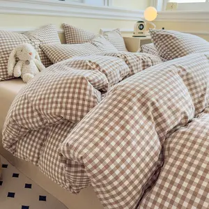 3pcs Plaid Duvet Cover Set, 1 count Duvet Cover + 2 counts Pillowcases(without comforter and pillow insert), Single Twin Double Queen Size, All Seasons