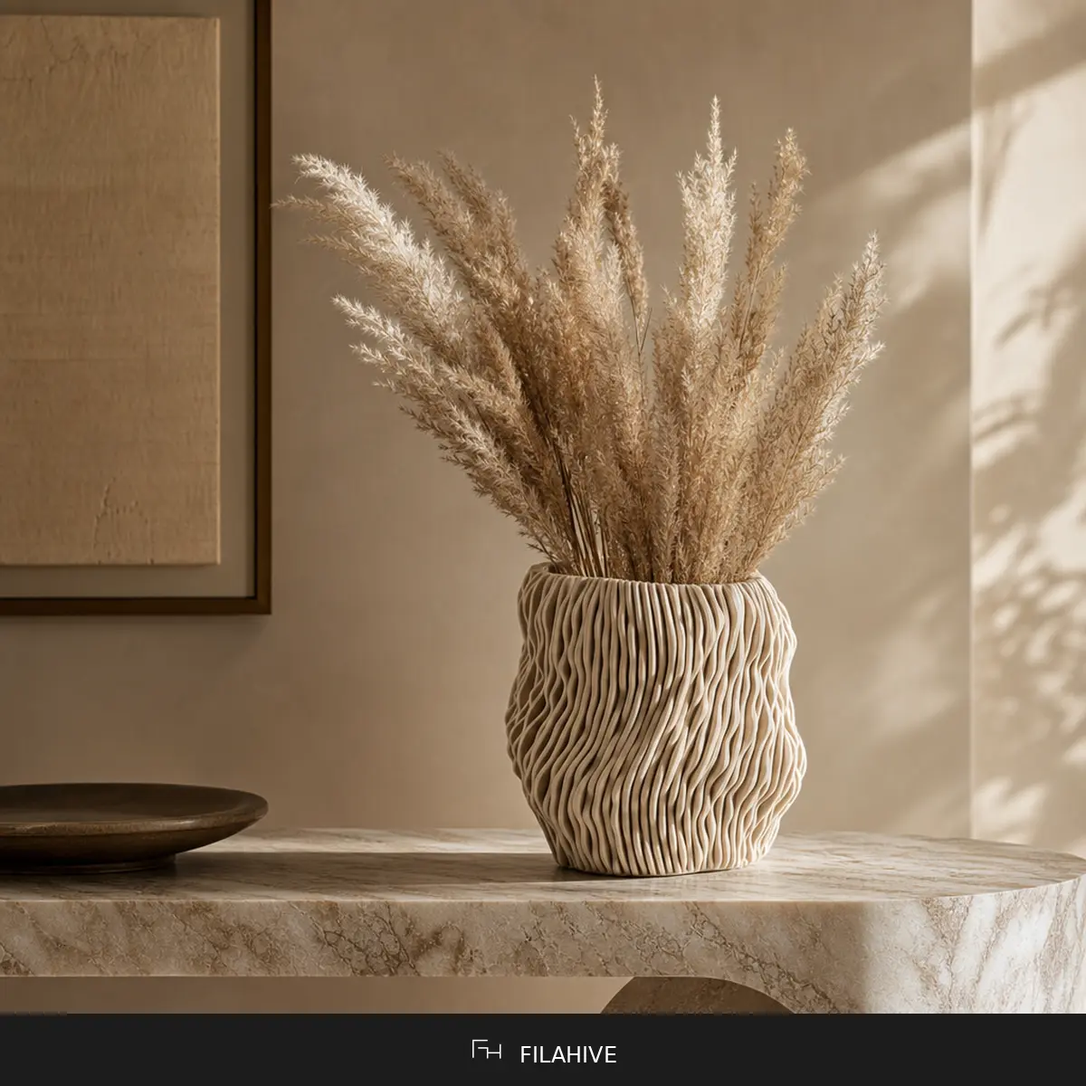 Sea Falcon Vase - Organic Textured Decorative Vase, Modern Boho Home Decor for Dried Flowers