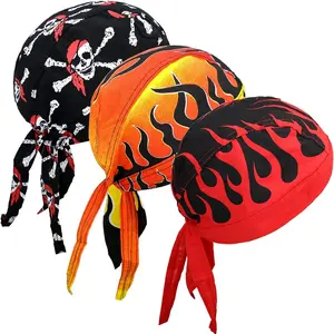 3 Pcs Doo Rags for Men Skull Cap Breathable Moisture Wicking Pirate Hat Helmet Liner Running Cotton Hat for Women