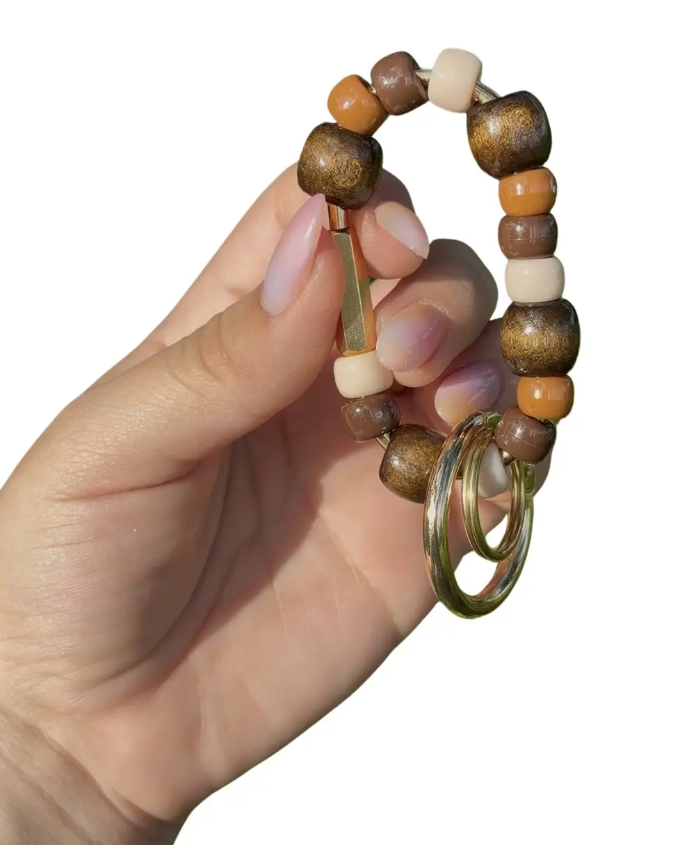 Handmade beaded keychain (Brown and nuce)