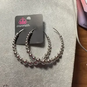 Paparazzi Show Off Your Curves Silver Beaded Hoop Earrings for Stylish Accessory