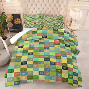 Classic Color-Block Plaid Comforter Set (1 or 2 Pillowcases), Vintage High-Quality Gift, Fluffy Warm & Lightweight, Fills Bedroom with Fresh Plaid Vibe