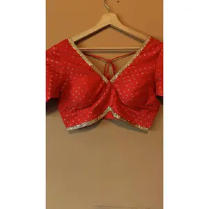 Banarasi Silk Blouse - Red, Adjustable Length, Elegant Design, Comfortable Fabric, Traditional Style, Ideal for Womenswear