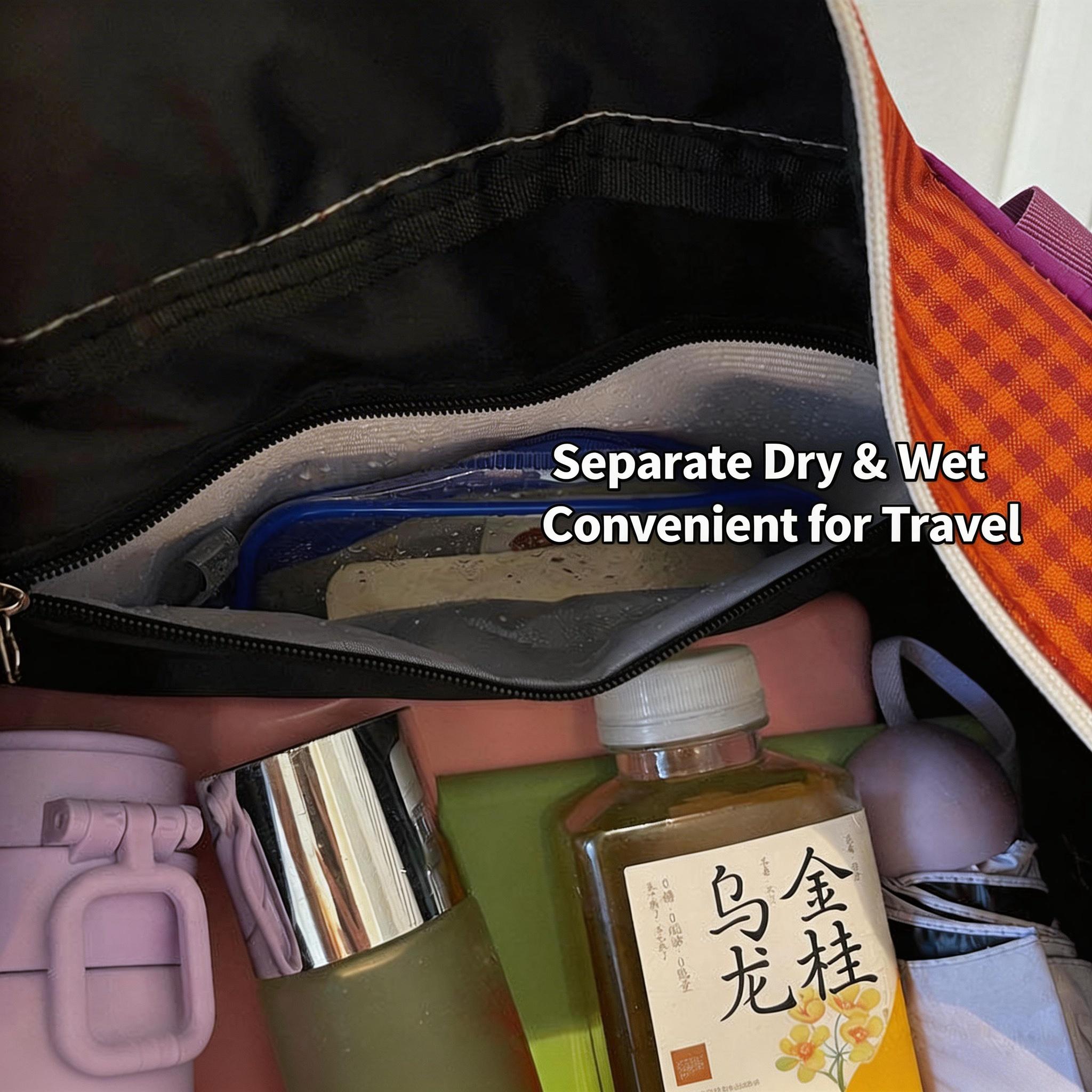 Color blocking splicing travel bag for women, large capacity handheld lightweight storage bag, sports yoga fitness bag, crossbody boarding bag