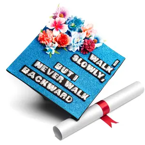 Handmade Graduation Cap Topper Graduation Gifts Graduation Cap Decorations, I Walk Slowly But Never Backward