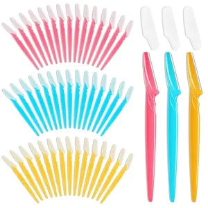 66 Pcs Dermaplane Razor for Women Face, Eyebrow Razors and Face Razors for Women and Men, Multipurpose Facial and Eyebrow Hair Trimmer and Shaver with Precision Cover (3 Colors)