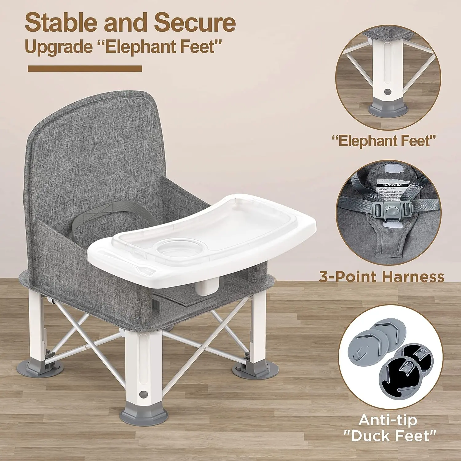 BabyBond Upgraded Dual-Tray Portable BabyBooster Seat - Designed for Dining Tables, Outdoor Picnics & Family Meals, BPA-Free, 37 lbs Capacity High Chair Dishwasher Safe Universal Fit, Christmas Gift for Toddler