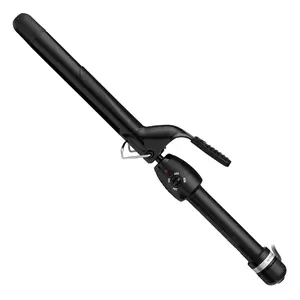 StyleCraft Black Gold Professional Curling Iron with Extra-Long Thumb Grip Extended Barrel Ceramic Barrel Negative Ions Stay-Temp Technology
