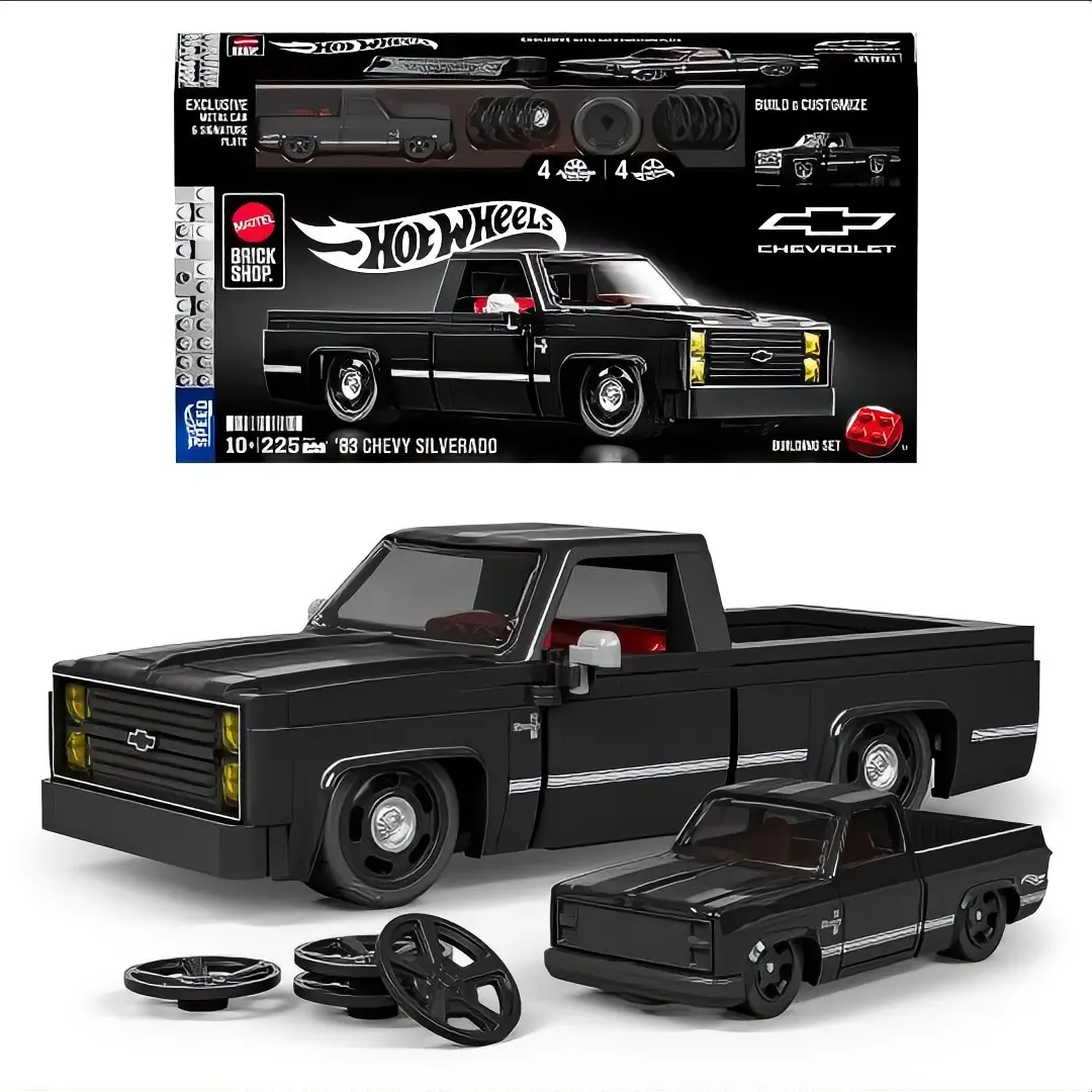 Hot Wheels '83 Chevy Silverado Brick Shop Building Set 10-225 Scale Build & Customize Model Kit