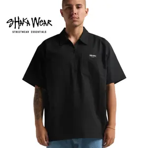 Shaka Half Zip Work Shirt by SHAKAWEAR ZIPPER PREMIUM COTTON Top Menswear Shortsleeve