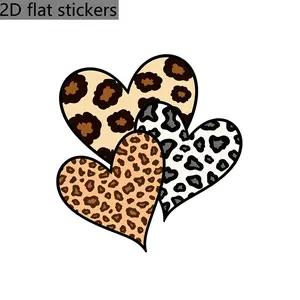 6 Sheets Leopard Heart DTF Transfer Film Washerproof Durable Vinyl Heat Transfer Sticker for T Shirt Bag Fabric Removable Leopard Spot Decal DIY Fashion Accessories