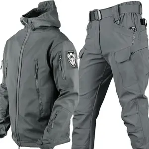 Wholesale Outdoor Sharkskin Soft Shell Jacket Suit for Men and Women Camouflage Velvet Medium Fit Jacket with Unique Style snow jacket waterproof