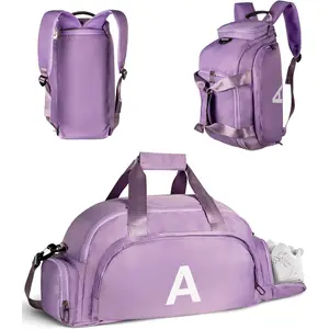Gifts for 12 13 14 15 16 17 18 Year Old Girls, Initial Gym Bags with Shoe Compartment, Dance Bag for Girls, Monogram Kid Overnight Bags, Travel Duffle Tote-Teen Girl Gifts (Letter A)