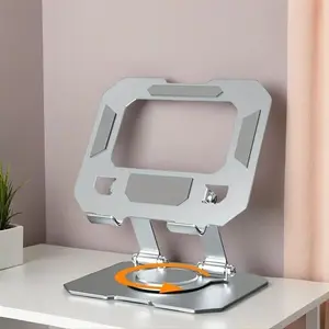 360 Degree Metal Desktop Stand, Foldable and Adjustable Ergonomic Design, Durable Aluminum Alloy Structure, Ideal for Office Use, Portable Laptop Stand