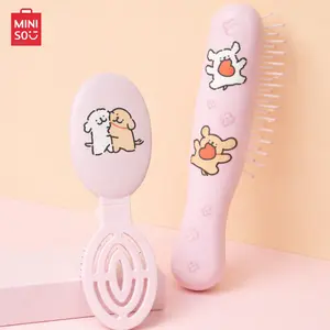 Miniso Maltese Pink Hair Brush  Gentle No-Pull Detangling for Girls Teens & Kids Perfect for Daily Use at Home School Dorm & Travel Adorable Gift