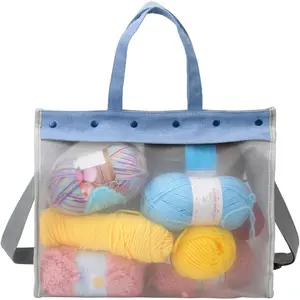 Knitting Bag Large Yarn Storage Organizer,Yarn Bags for Crocheting,Crochet Storage Bags for Crochet Hooks,Knitting ,Knit Bags Ideal Knitting & Crochet (Grey)