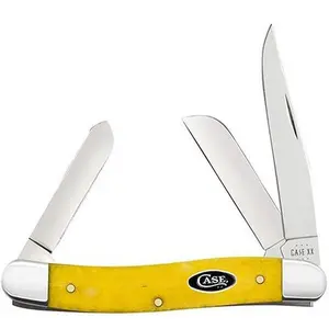 Case 20032 MEDIUM STOCKMAN - SMOOTH YELLOW BONE-BLACK CASE OVAL SHIELD
