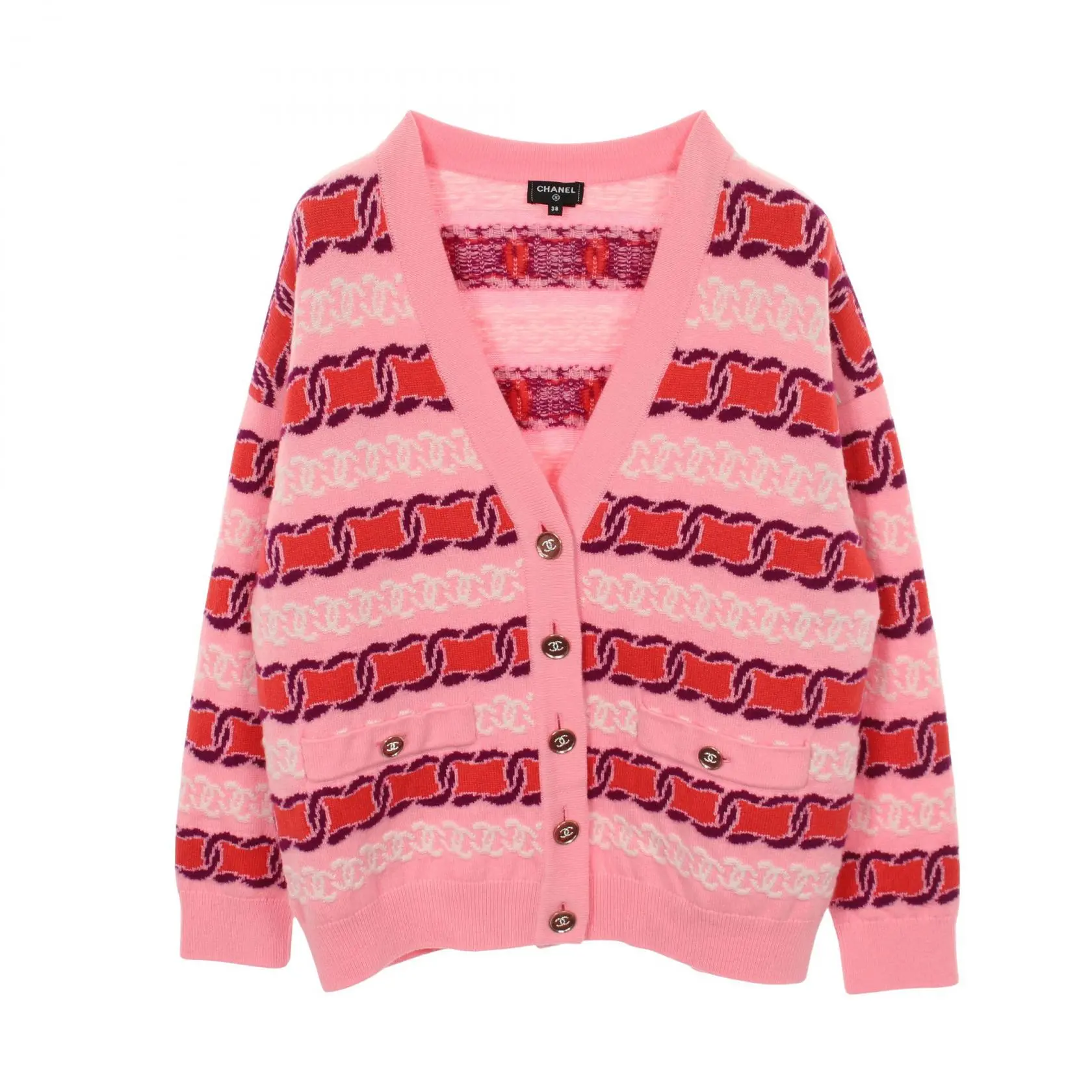 Pre-owned CHANEL Cashmere Small Leather Goods Coco Mark Cardigan
