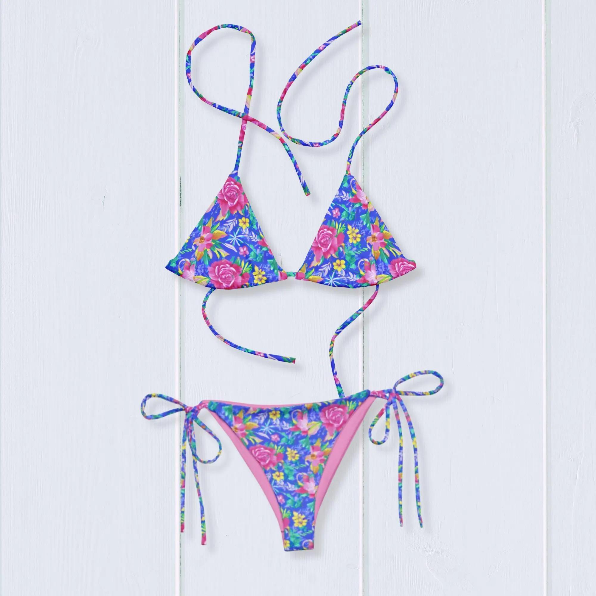 KEEGAN CONVERT Matching Tropical Rose Swimwear Set His & Hers Vacation Bathing Suits Hawaii Style Bikini and Shorts Set for Couples - Clothes, Womenswear