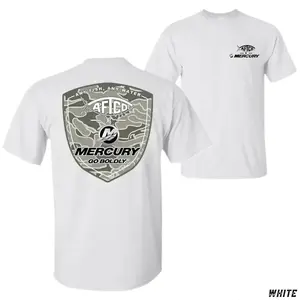 AFICD x Mercury Fishing T-Shirt – “Any Fish, Any Water” Shield Logo Graphic With Mercury Go Boldly Print, Offshore Fishing Lifestyle Design, Perfect Gift For Anglers And Boating Fans - KitchenEra