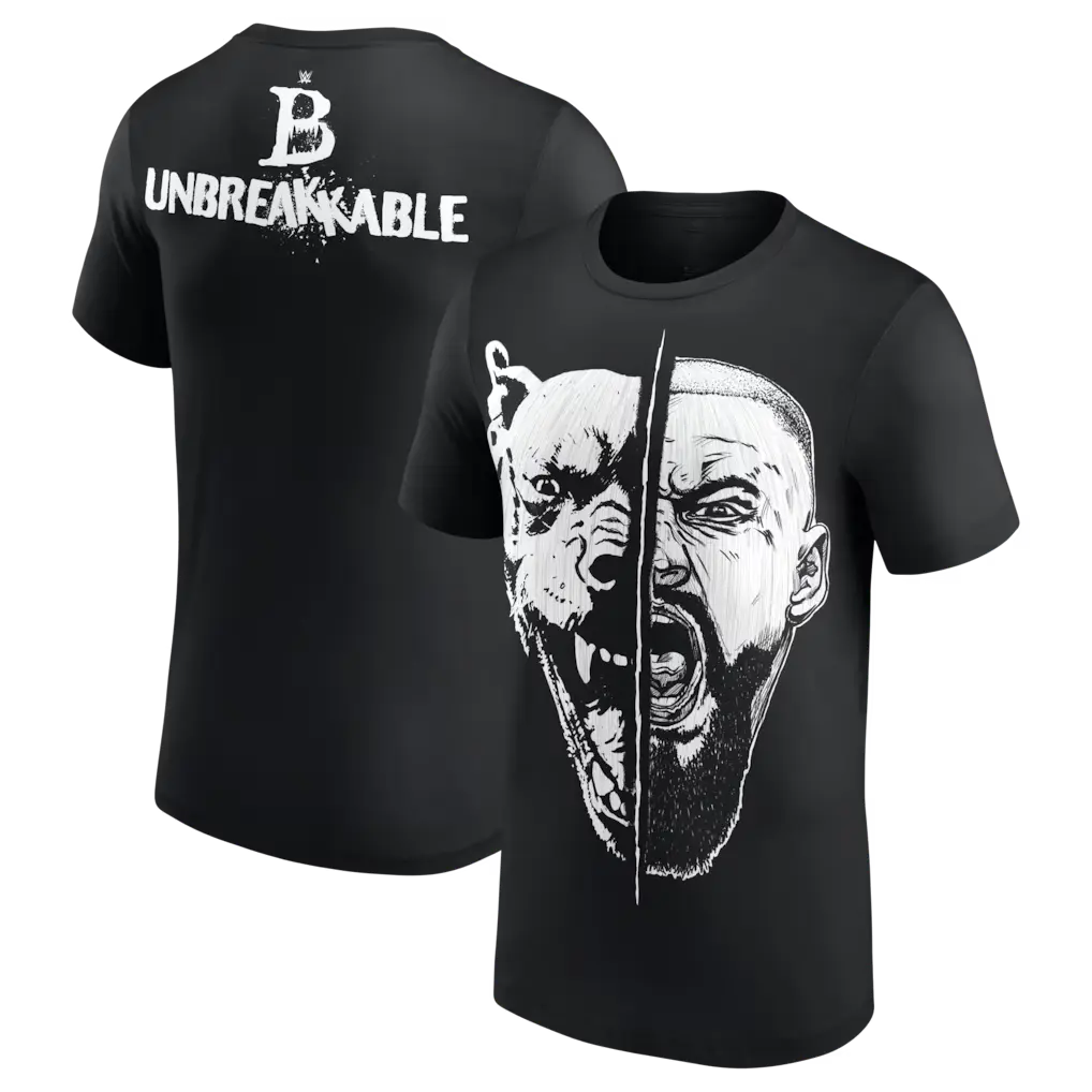 Men's Black Bron Breakker Split Face T-Shirt Professional Wrestler Tee For Man and Woman Unisex T-Shirt Hoodie Graphic Basic Cotton Tops Casual All Seasons