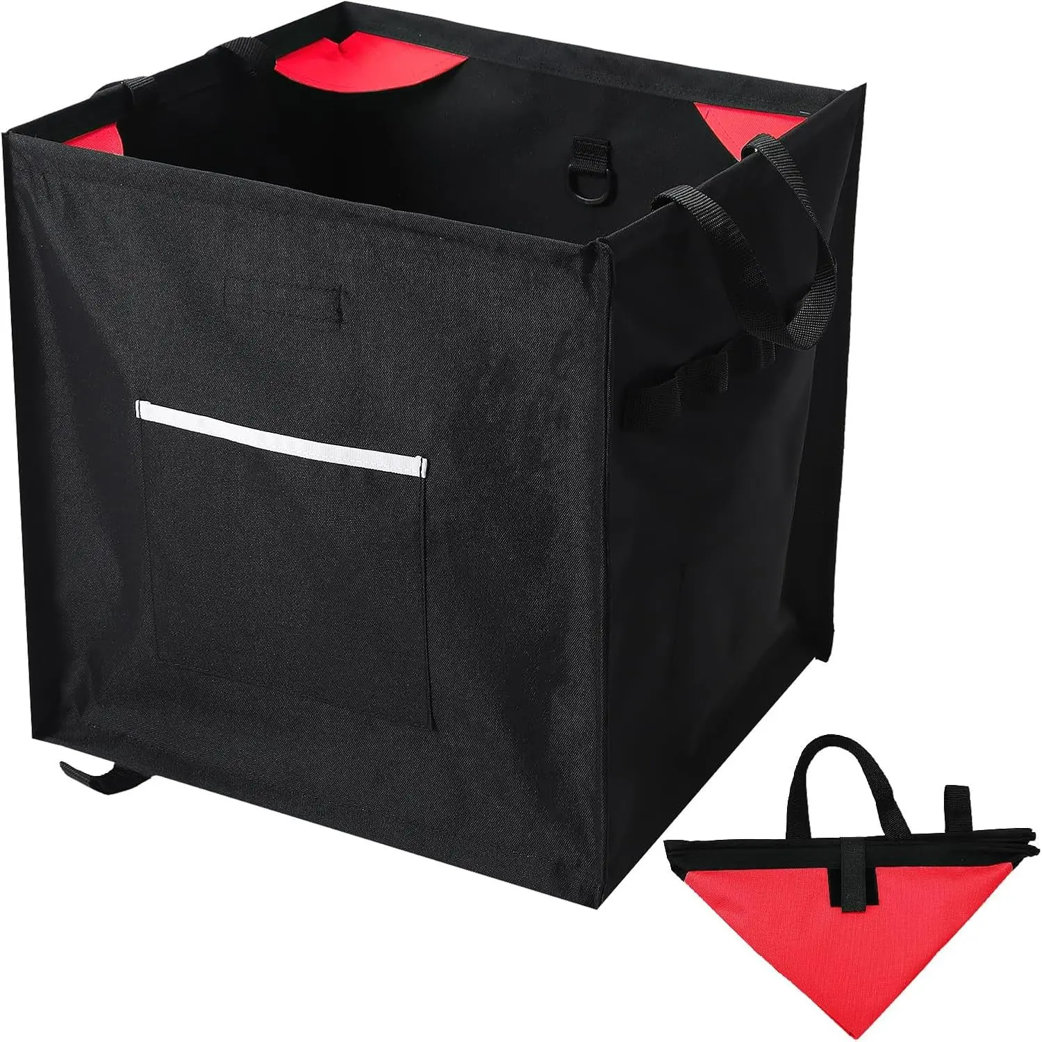 Easy Folding Portable Throw Line Cube Bag, Arborist Throw Line Storage Climbing Rope Organizer Box for Tree Work Outdoor Rope Accessories, Black (Red)