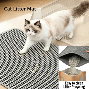 「PawPlanet」30"x45" Double LayerTrapping Mat，Cat Litter Mat for Litter Box, Double Layer Trapping Mat, Non-Slip Water Proof Kitty Litter Pad, CatLitterMat，Large Cat Litter Mat for Litter Box, Non-Slip Water Proof Kitty Litter Pad, Grey